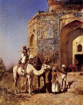 デリー郊外の古い青いタイル張りのモスク インド アラビアのエドウィン・ロード・ウィーク Oil Paintings